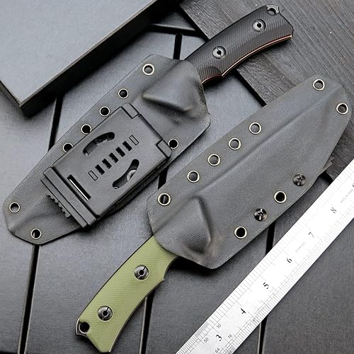 Miniatura 7 de Eafengrow EF125 Cuchillo de hoja fija 14c28n con hoja de acero recubierto de titanio negro, balanzas de mango G10, cuchillos fijos para acampar al