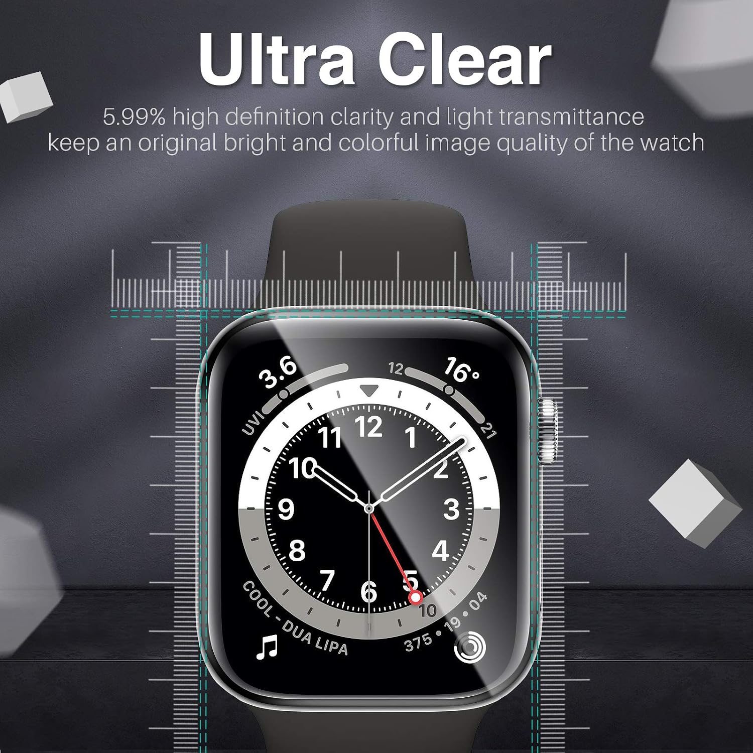 3 Pack Screen Protector Compatible with Apple watch Series 6/5/4/SE 44mm, Not tempered Glass, Full Coverage, Easy to install, Shatterproof HD Clear Film