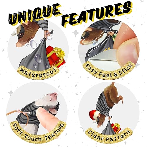 Miniatura 5 de Calcomanía de pared con texto en inglés "The Mice That Stole Christmas", decoración navideña, extraíble, amantes de la Navidad, niños, calcomanías