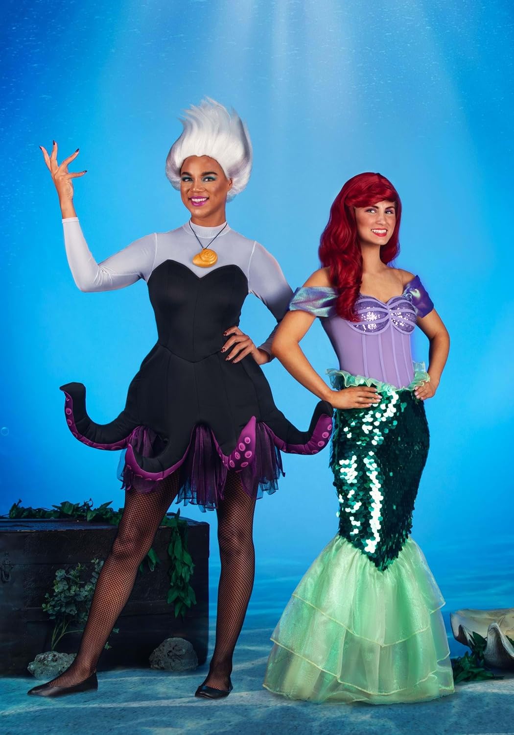 Women's Premium Ursula Costume, Disney The Little Mermaid Ursula Dress with Plush Tentacles and Shell Necklace - Image 3