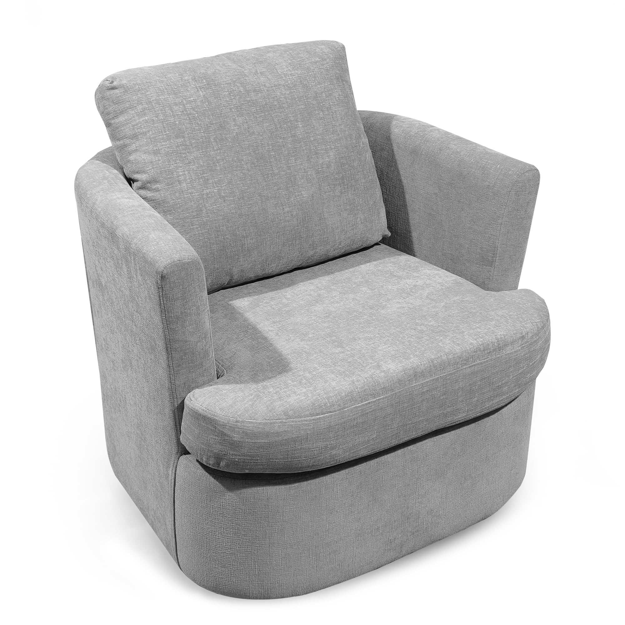 BonVache Sillón Giratorio, Sillón de Felpa, 360° Giratorio, con Respaldo en Forma de U y Asiento Acolchado, Adecuado para Sala de Estar, Dormitorio y Oficina, Gris