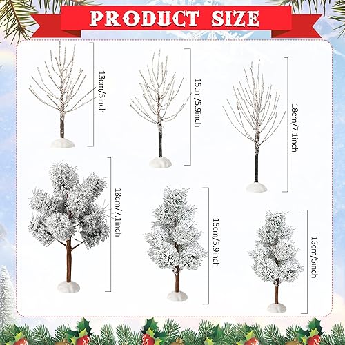Miniatura 2 de 6 piezas de mini árboles de decoración pequeños de ramas navideñas, árboles de pueblo de modelo artificial, árboles en miniatura, árbol para