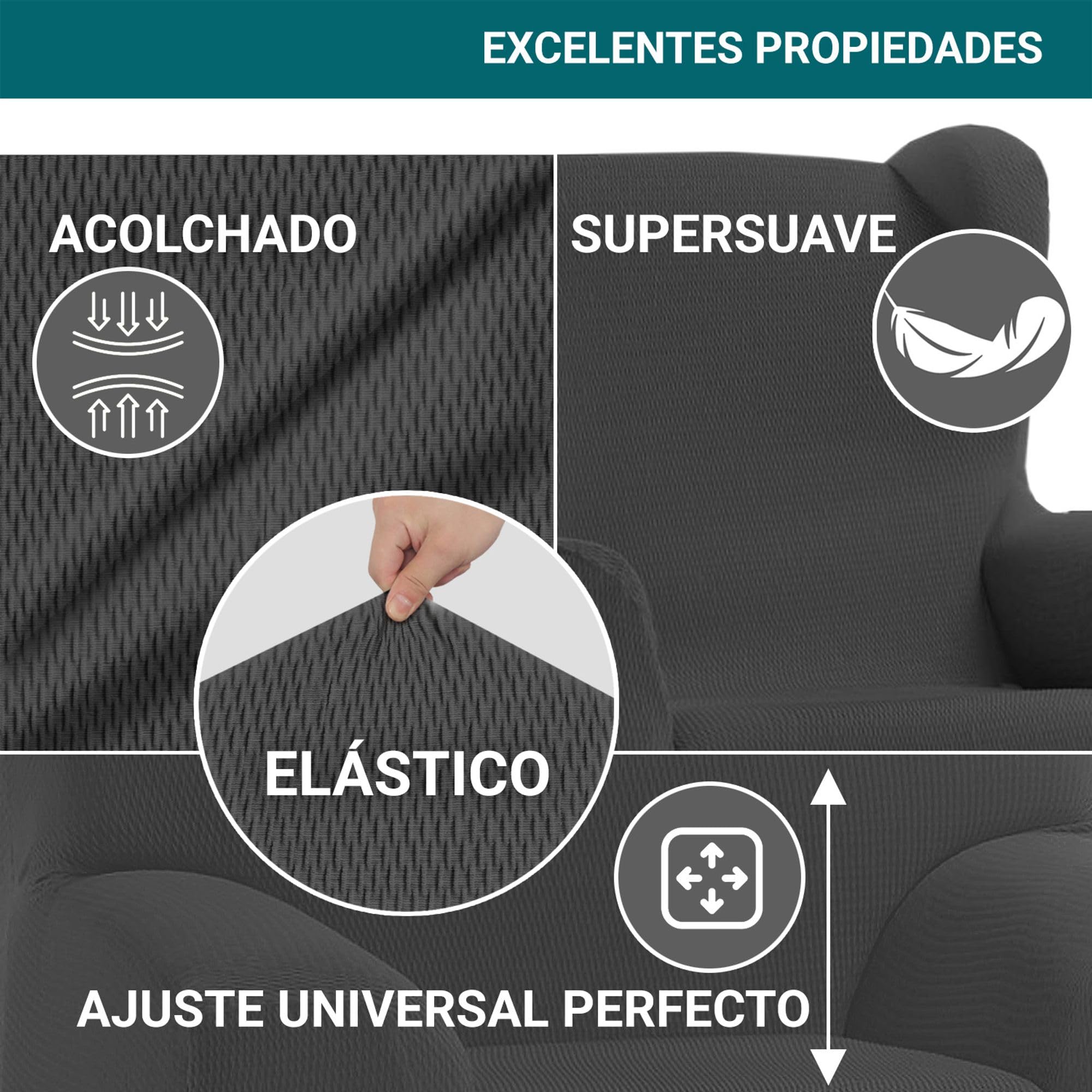 ECOMMERC3 | Funda para Sillón Relax Elástica y Extrasuave Color Antracita - Funda para Sillón Relax Ajustable 100% Made in Spain
