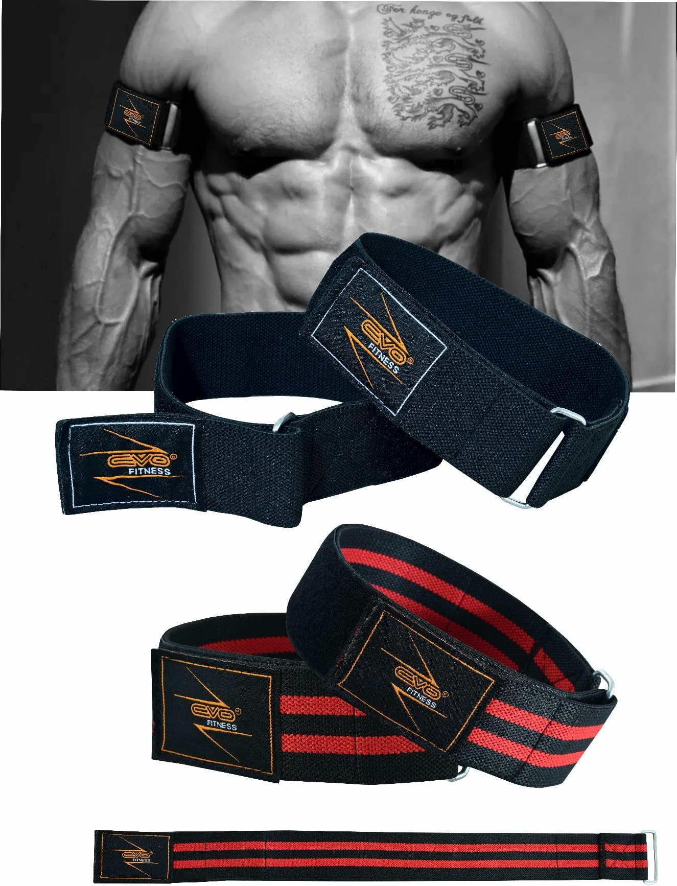 PAIR Occlusion Training Bands Hook Bodybuilding Blood Flow Restriction bfr Straps Elastic Gym Workout Wraps (Red)