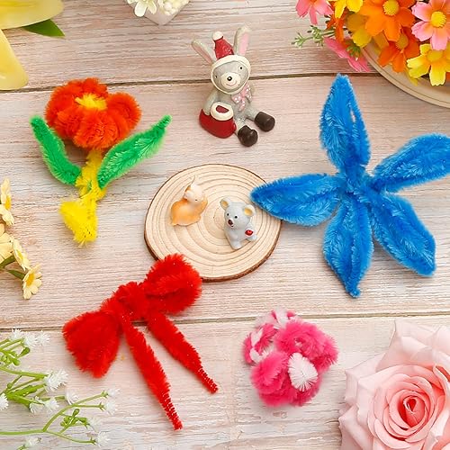 Miniatura 6 de Caydo 100 piezas de limpiadores de tuberías suministros de manualidades, tallos de chenilla de 10 colores, a granel para niños, proyectos creativos