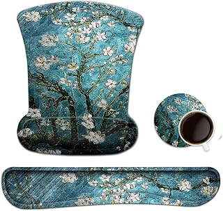 ToLuLu Keyboard Wrist Rest Pad Ergonomic Mouse Pad Set, Gel Mousepad for PC | Wrist Support Mouse Pad for Computer , Keyboard Wrist Support w/ Memory Foam for Easy Typing Pain Relief, Van Gogh Painting