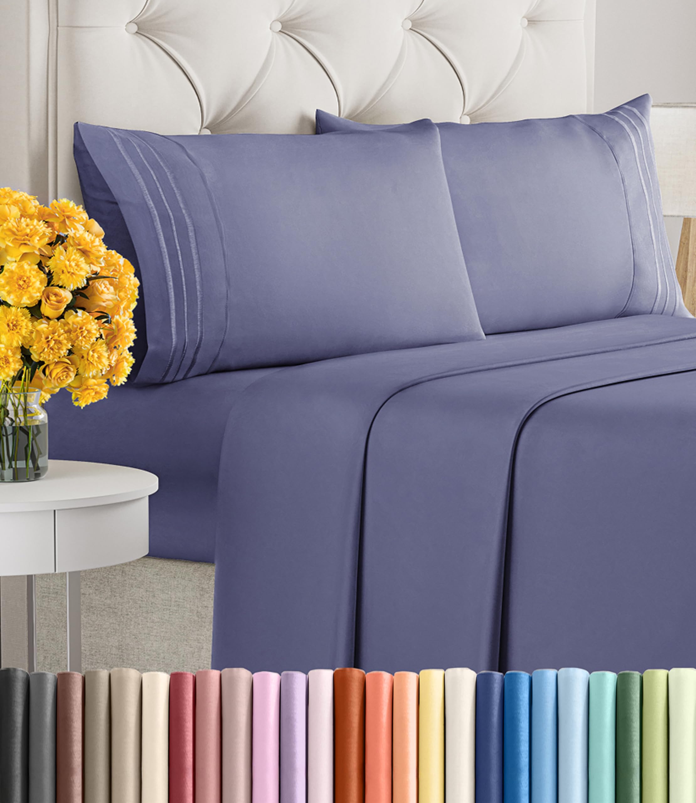 Full Size 4 Piece Sheet Set - Ultra Soft &amp; Cooling Sheets - Twilight Purple