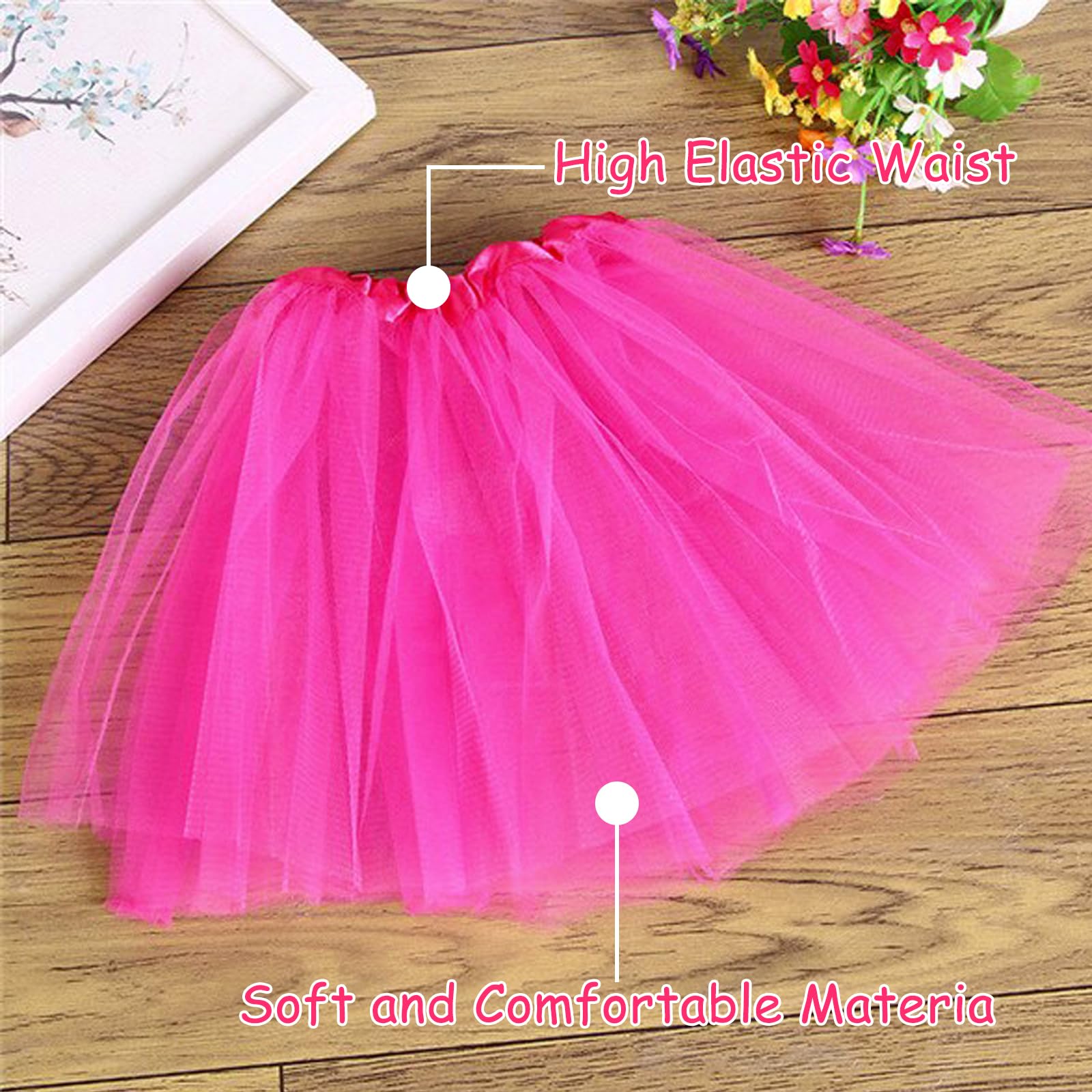 Tutú de Tul para Adultos Rosa 3 Capas Falda de Ballet Mujer Danza Fiesta Halloween