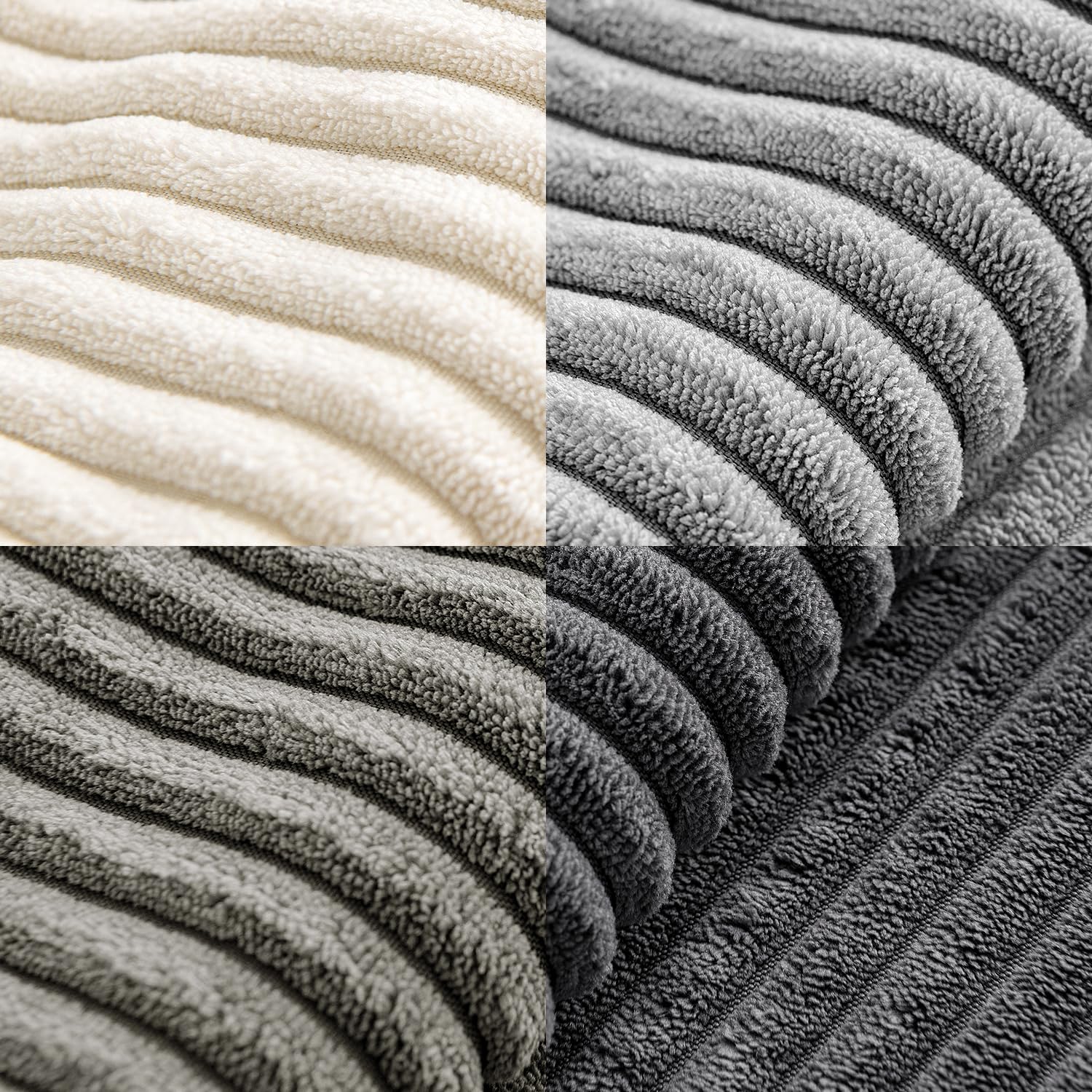 MIULEE Funda de Cojines para Sofá 45x45 cm Funda de Almohada de Corduroy Súper Suave Cojin de Pana a Rayas Decoración Moderna para Sofá Silla Cama Sala de Estar Dormitorio 4 Piezas Serie Gris