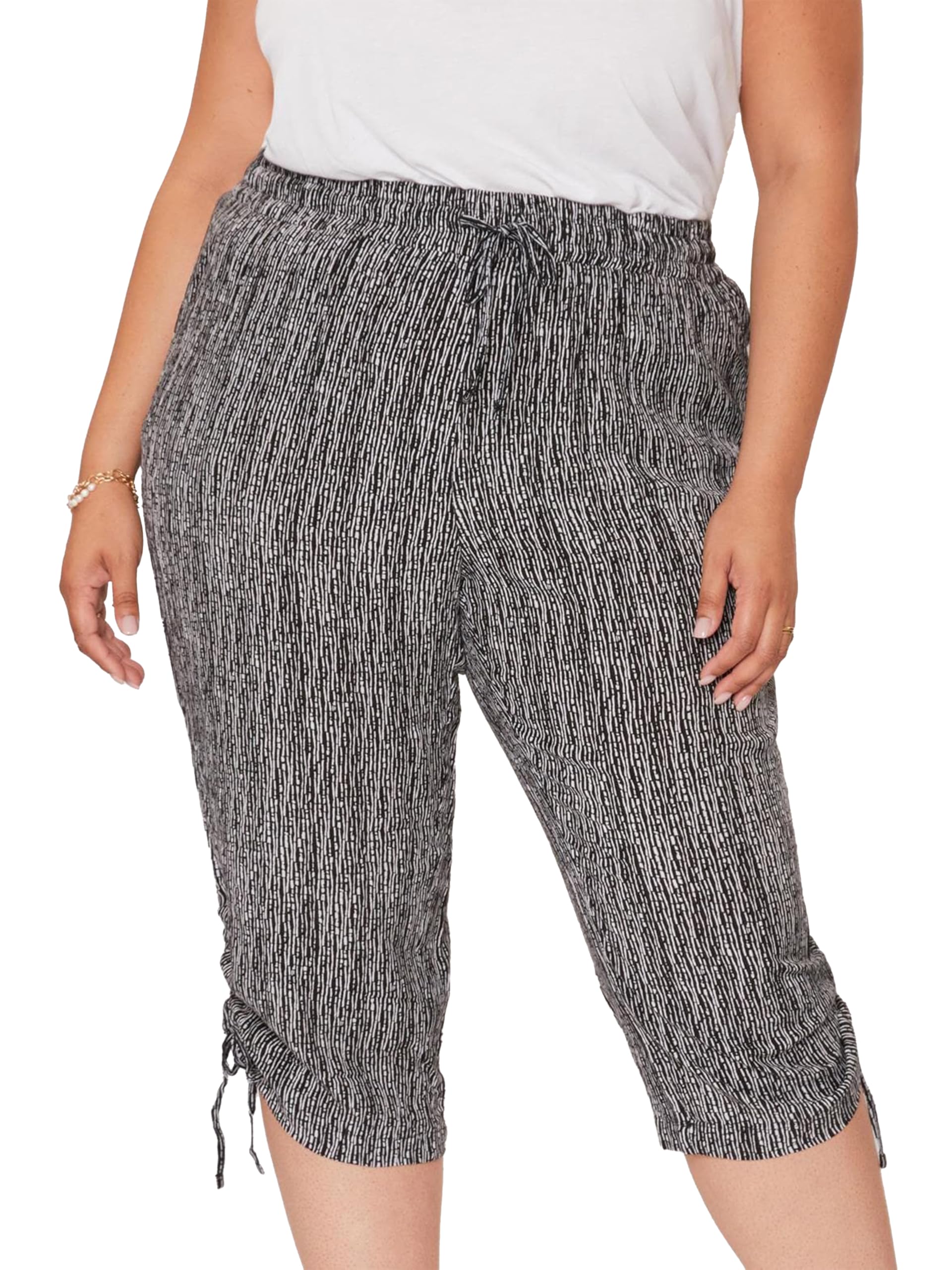Royalty For Me Womens Womens Cropped Casual Summer Boho Beach Mid-Rise Linen Pants