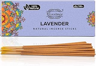 raajsee Lavender Incense Sticks 100 Gm Pack-100% Pure Organic Natural Hand Rolled Free from Chemicals-for Church,Aroma Therapy,Relaxation,Meditation,Positivity & Sensual Therapy