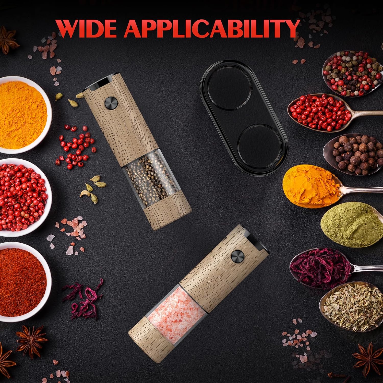Electric Salt and Pepper Grinder Set Automatic Battery Pepper Mill Shakers Adjustable Coarseness Upgraded Larger Capacity with Led Home and Kitchen Appliances Birthday Gifts for Women Mom image 5