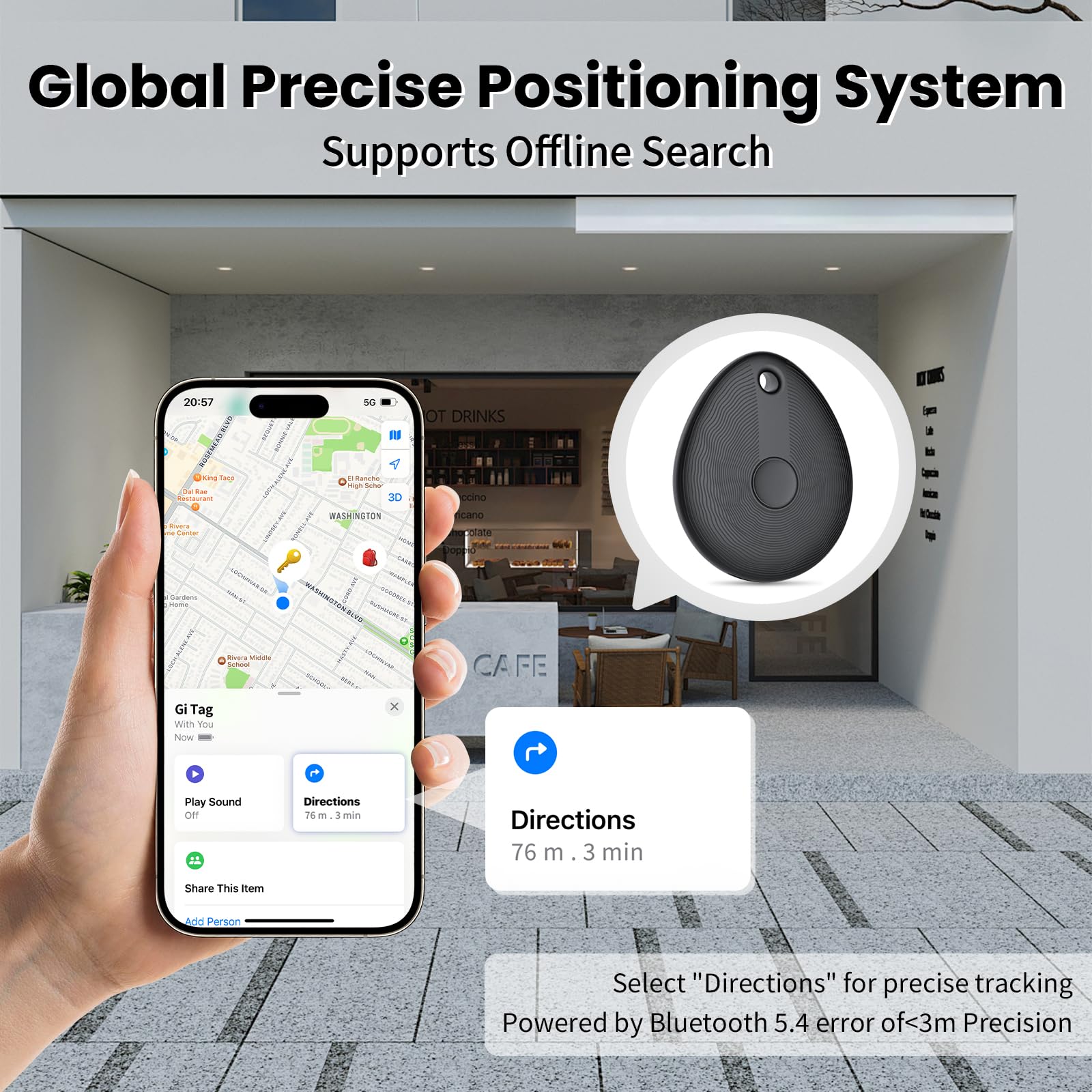 Traceur Tag Compatible avec l'app Apple Localiser (Uniquement iOS),2 Pcs/Noir