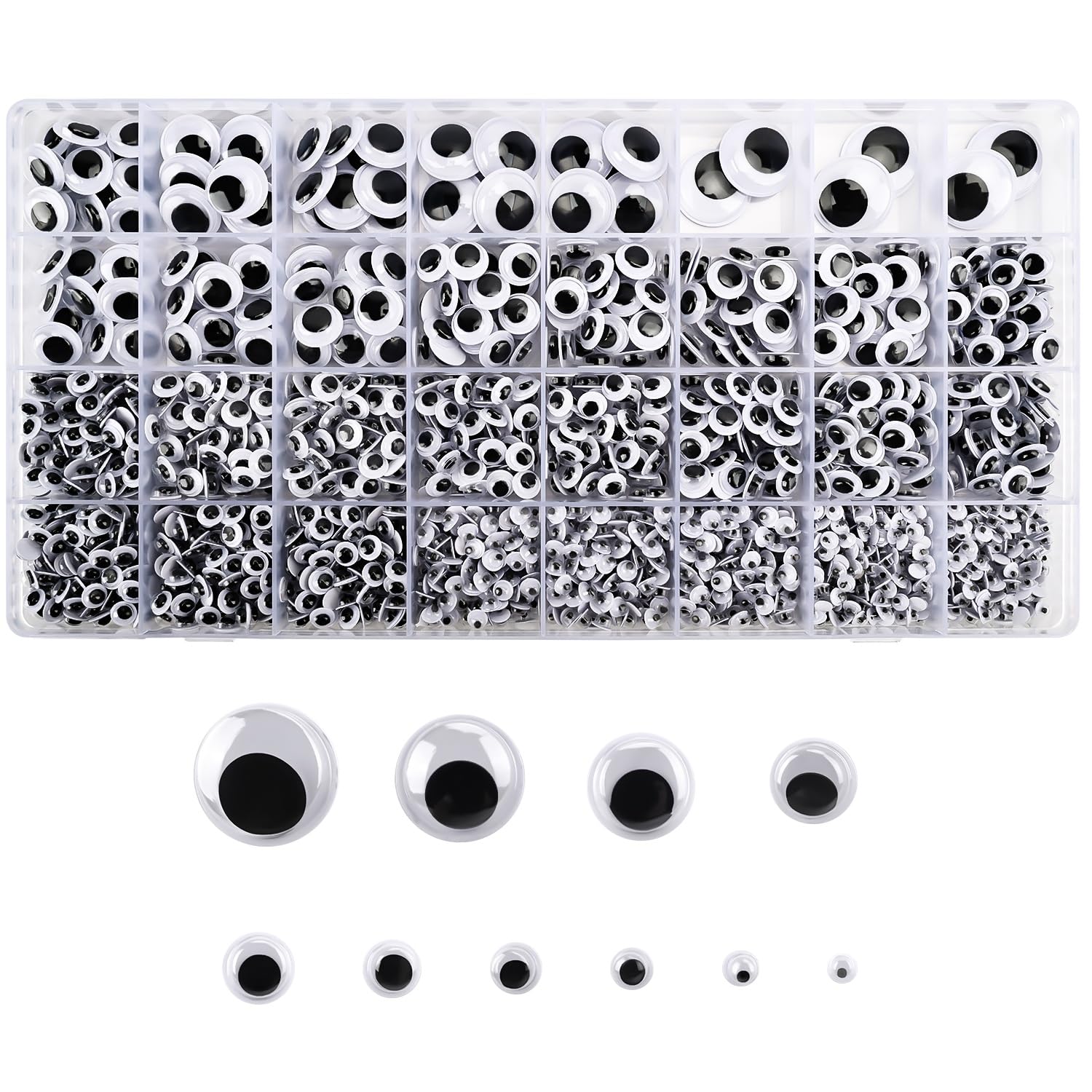 2000pcs Googly Wiggle Eyes Self Adhesive, Assorted Sizes for Crafts