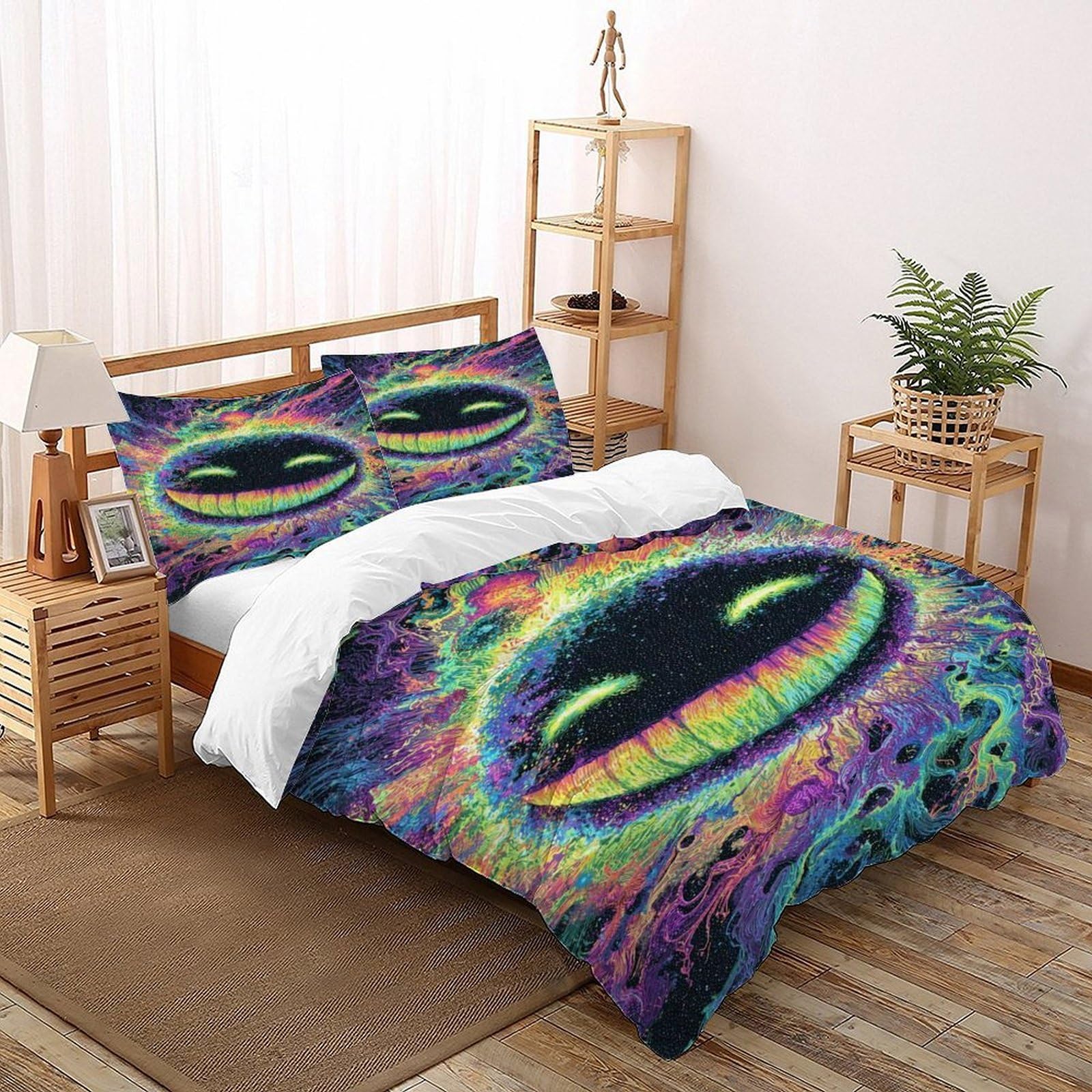 Housse de couette gothique 260x220cm avec taies d'oreiller en microfibre pour lit Super King