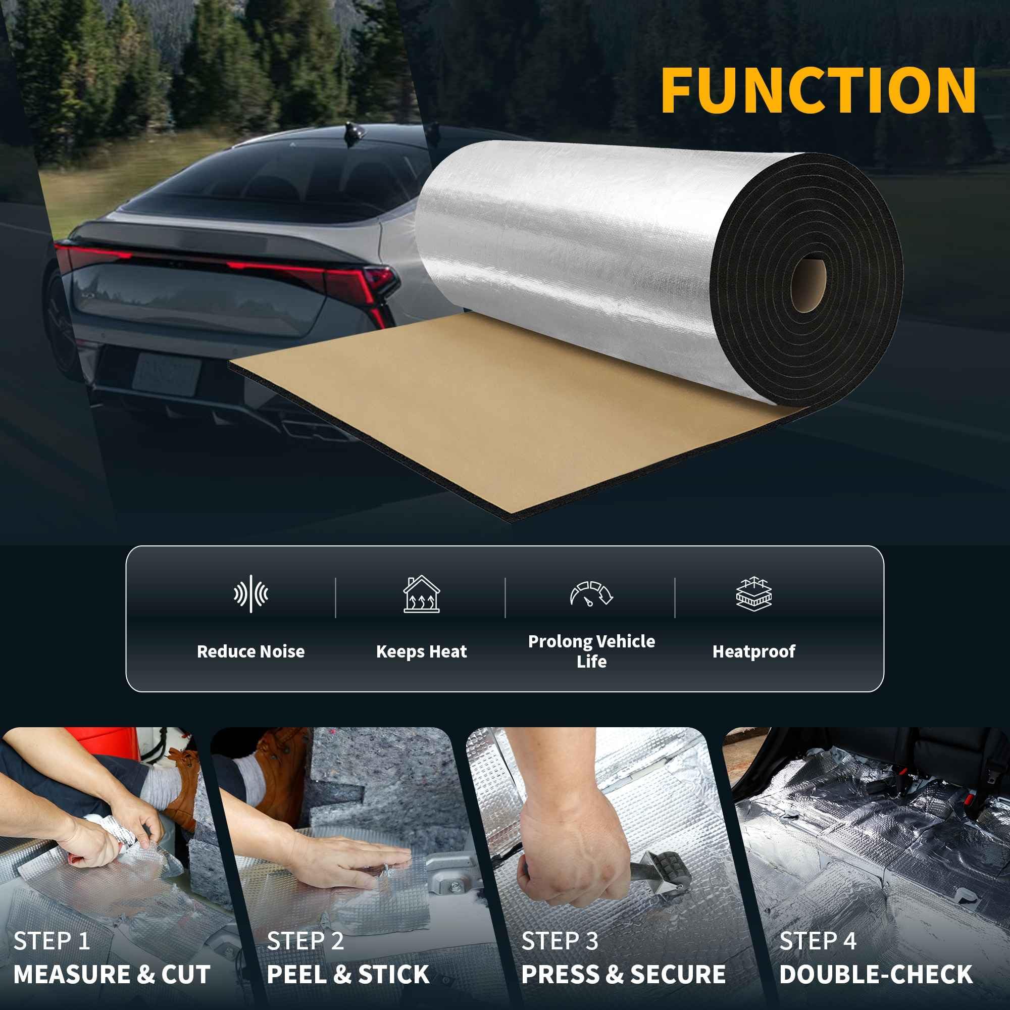 A ABSOPRO Aislante Termico Insonorizante Coche, Material De Protección Térmica, Autoadhesiva Para Capó De Motor De Barco Fibra de Vidrio, Espuma de Celda Cerrada 1pcs 203cmx50cmx5mm