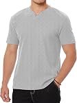 T-shirts Henley à manches courtes en col V pour hommes Summer Casual Waffle Pullover Tees
