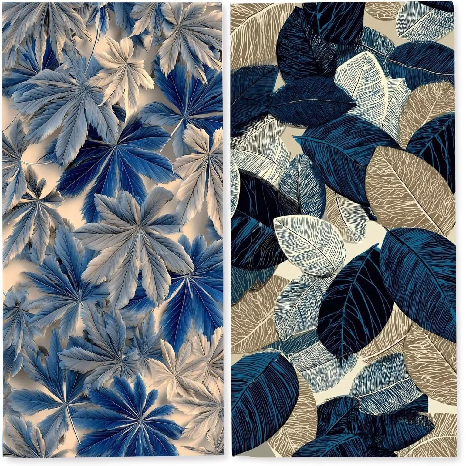 Toalla Playa grande XXL 90x200 cm, Toalla Microfibra de Secado RáPido, Absorbente, Ultrasuave y Compacta, Toalla BañO Sin Arena, Manta de Playa Gimnasio Baño Regalo, Pack de 2 (Hojas Azules) z-8413