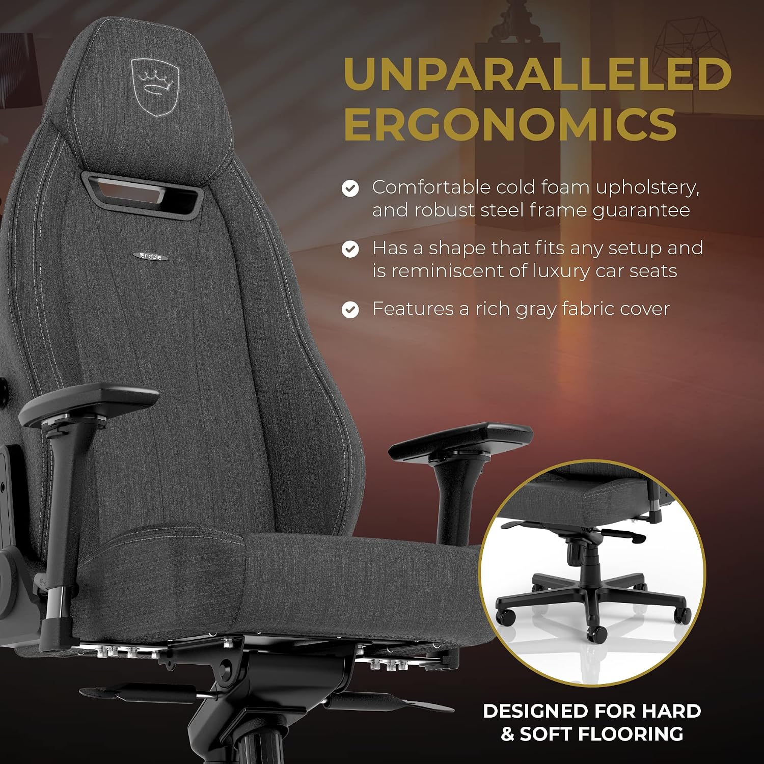 noblechairs Legend Ergonomic Gaming Chair, Office Chair with Lumbar Support, Fabric, Anthracite Edition