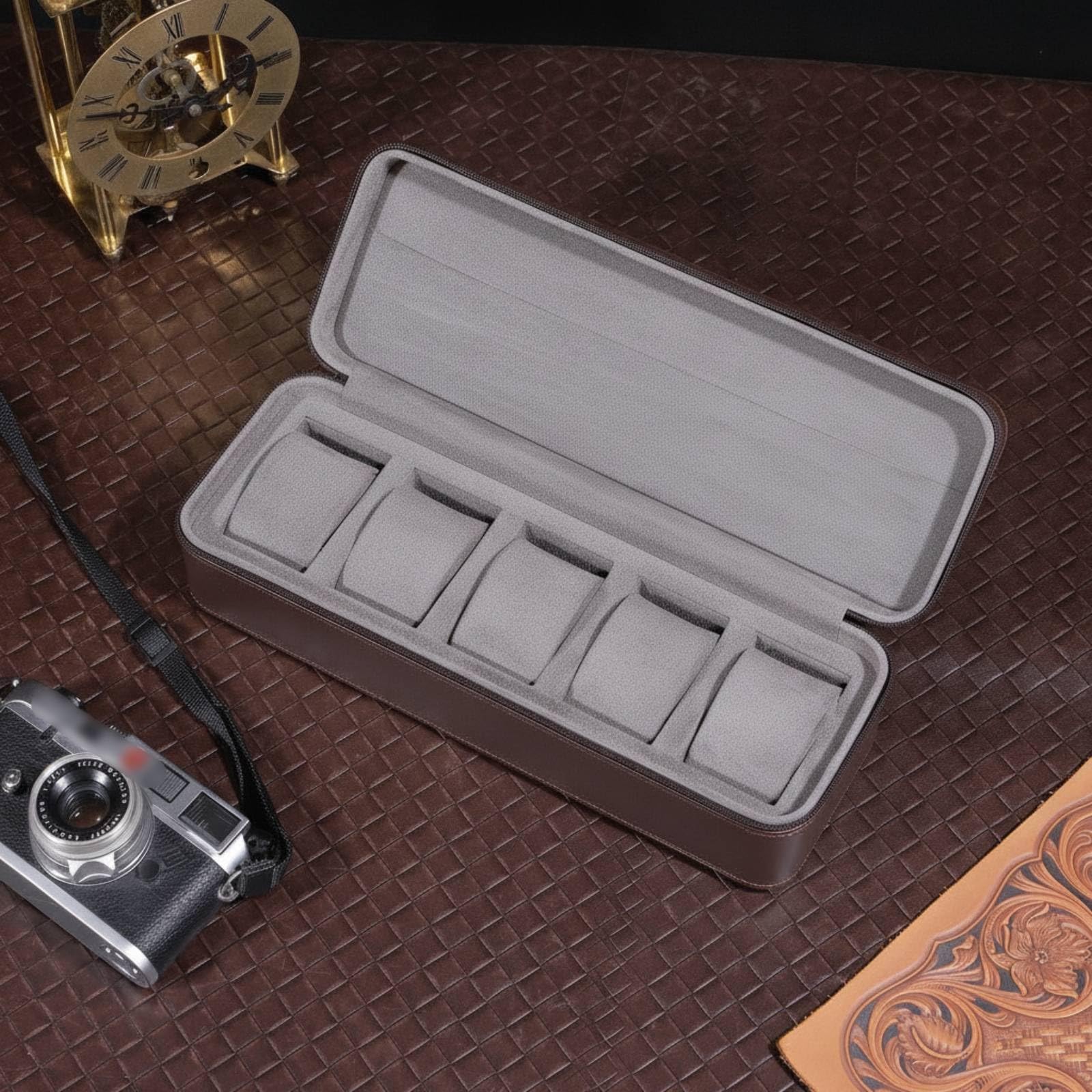 Organizador Relojes Rígido Estuche Acolchado para Viajeros, Coleccionistas, Viajes, Casa, Negro
