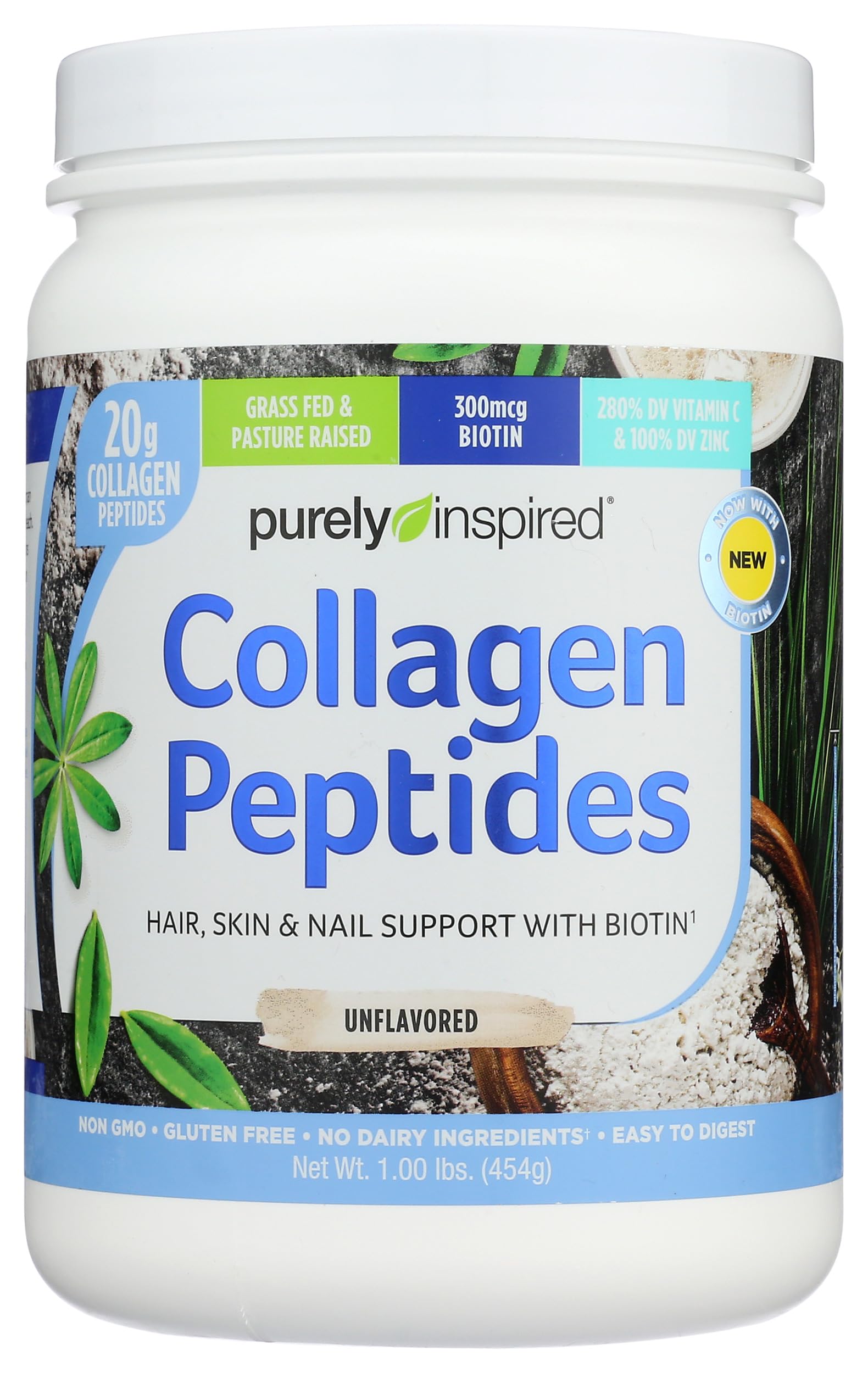 Purely Inspired Collagen Peptides Unflavored Keto Paleo Friendly Gluten Free Non-GMO 1 Lb 16 Ounce Pack of 1