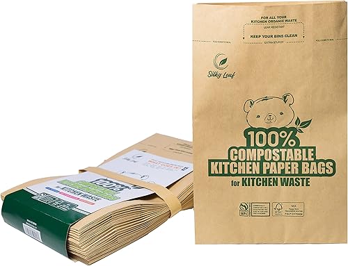 Silky Leaf - Paquete de 30 bolsas de compost de cocina para restos de alimentos y residuos, 100% biodegradables, pequeñas bolsas compostables, bolsa