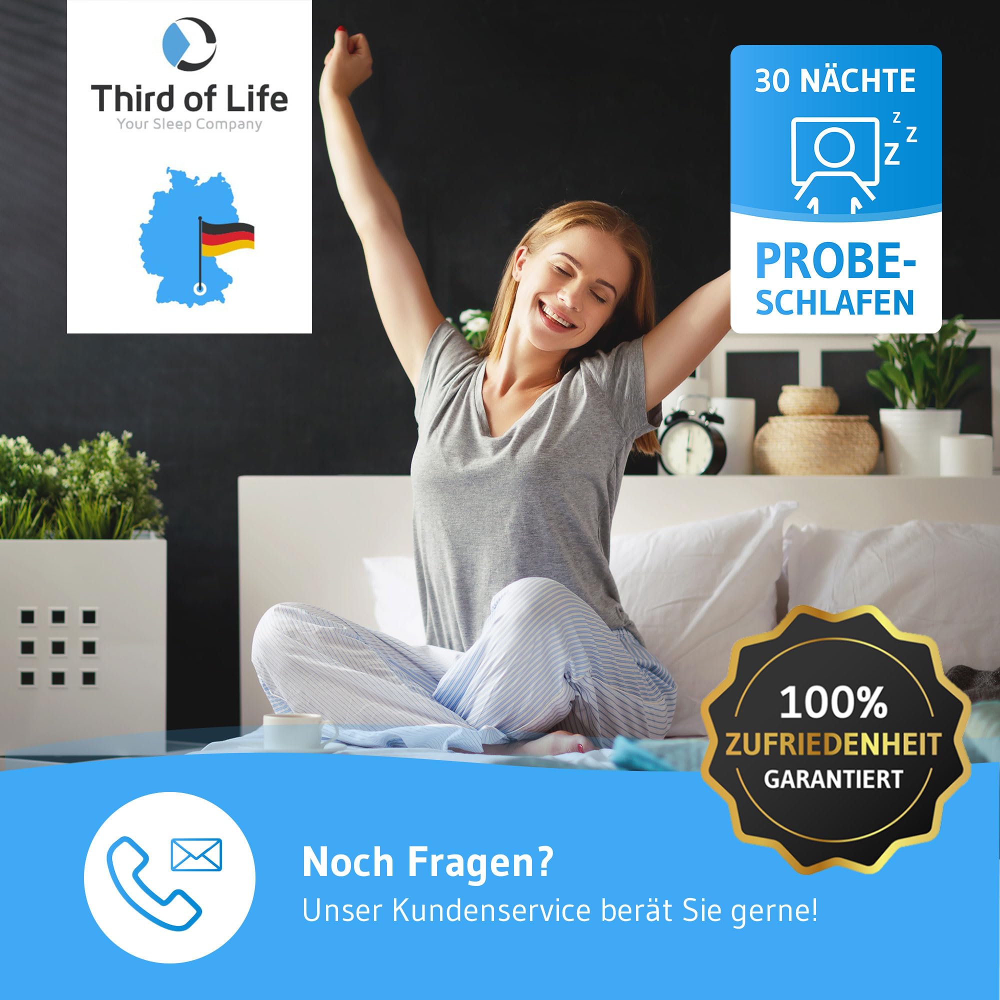 Kopfkissen 80x80 inSPIRO Ergonomisches Nackenstützkissen für Seiten- Rücken- Bauchschläfer Made in EU