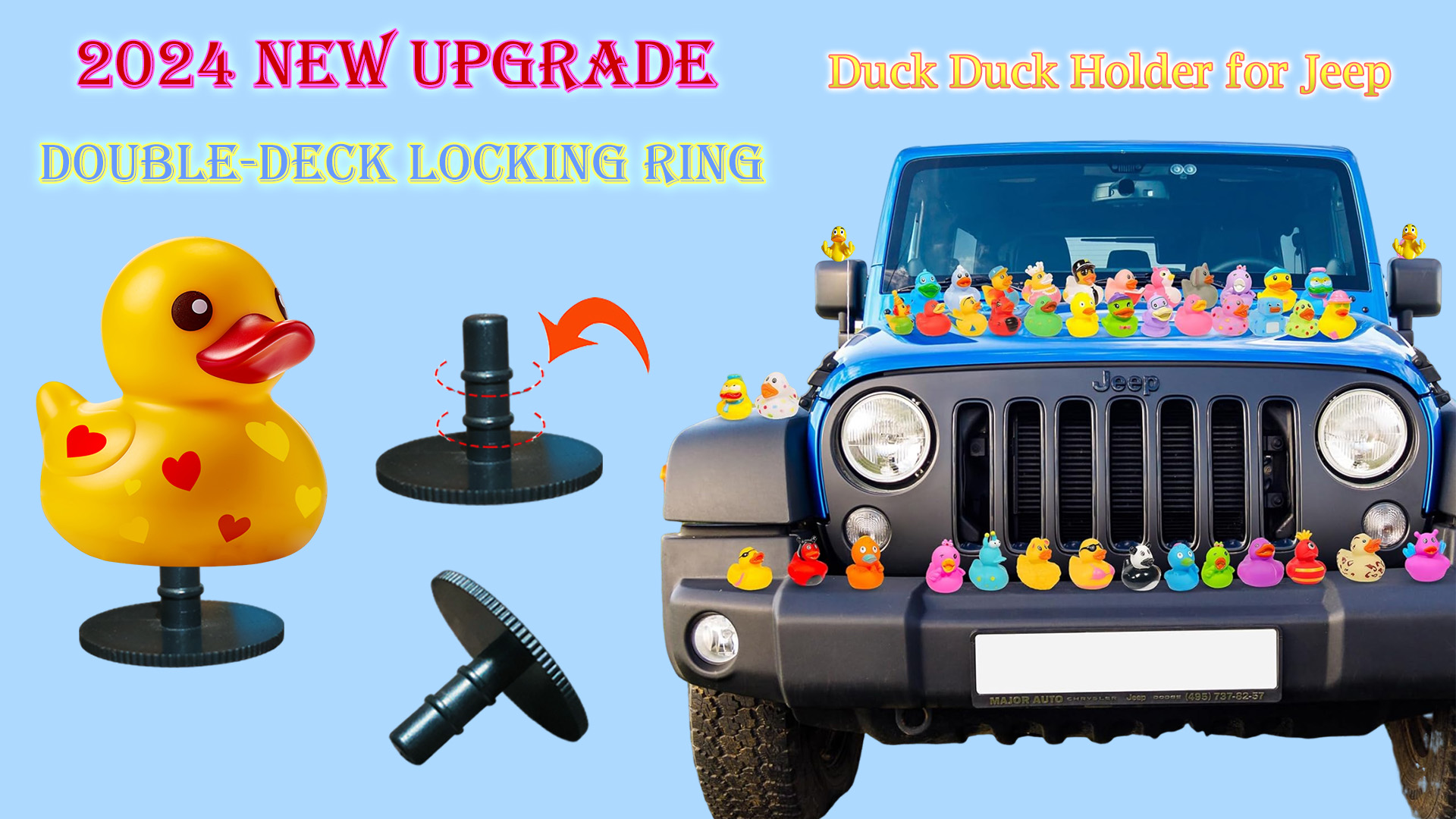 Jeep Duck Accessories 10-Pack Rubber Duck Dashboard Holders For Jeep - Self-Adhesive Duck Display Plugs For Jeep Ducking Self-adhesive Duck Holders