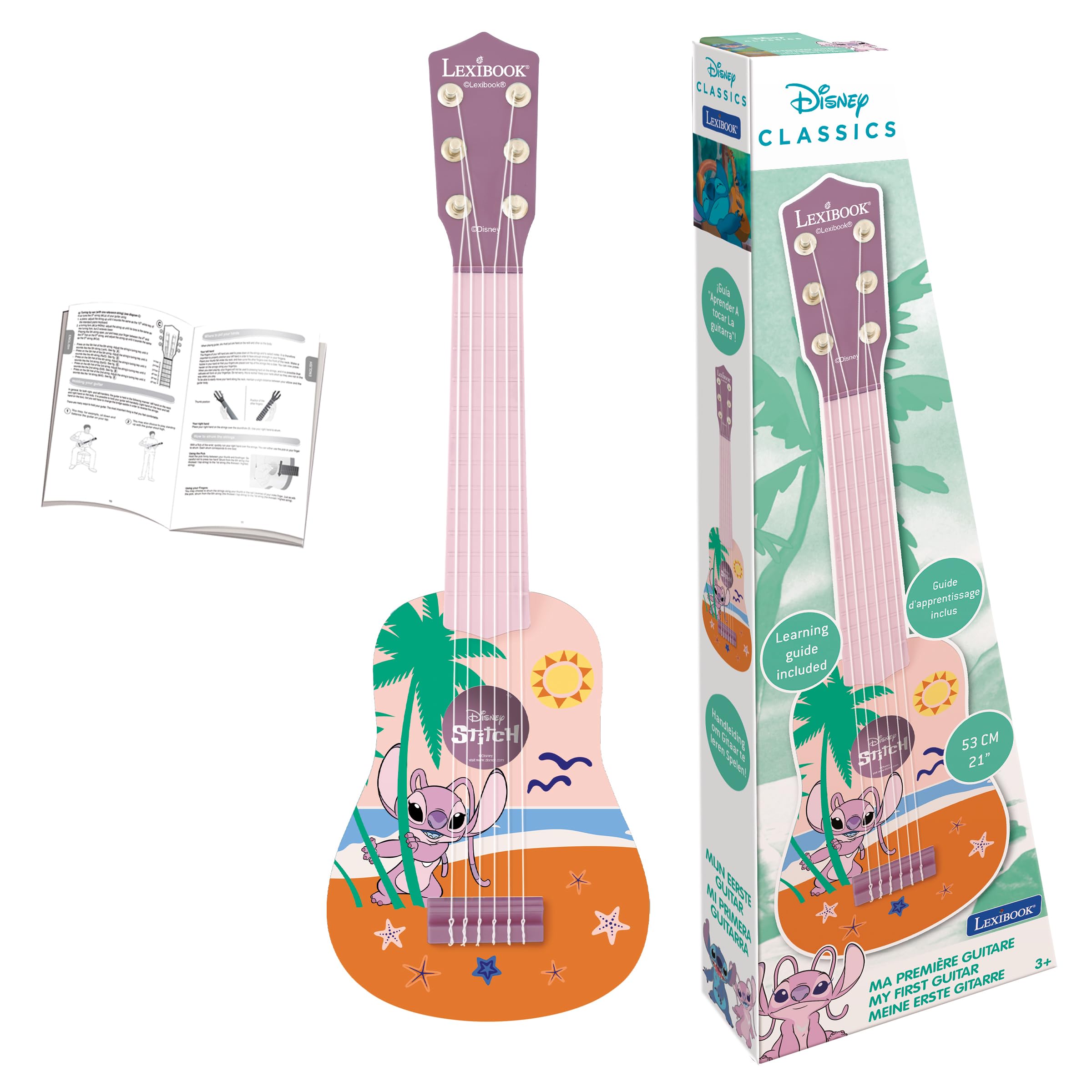LEXIBOOK, Disney Stitch, My First Guitar Angel, Pink, K200D1LXB, Small