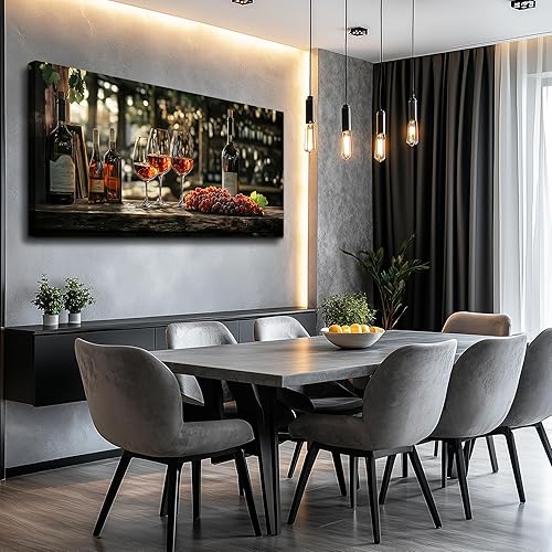 Miniatura 5 de hyidecorart Arte de pared para comedor, lienzo de copa de vino, cuadros de pared, decoración de pared, decoración de pared de bodegón, pintura de
