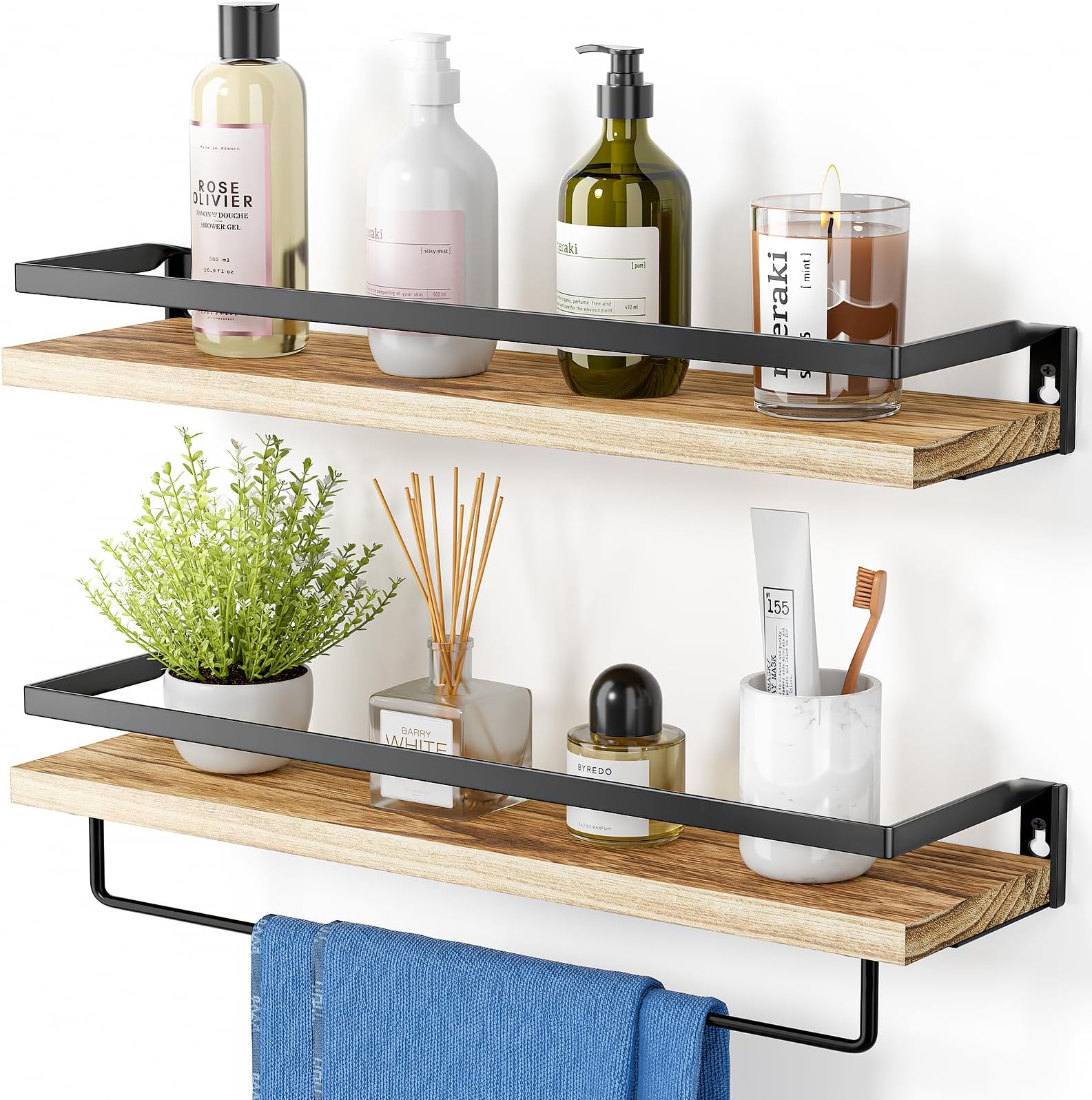 MZF Home Decor Floating Shelves, Wall Shelves with Towel