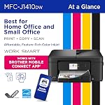 Brother Work Smart 1410 Wireless Color Inkjet All-in-One Printer with 2.7” Color Touchscreen and Automatic Duplex Printing | Includes Refresh Subscription Trial(1) (MFC-J1410DW)