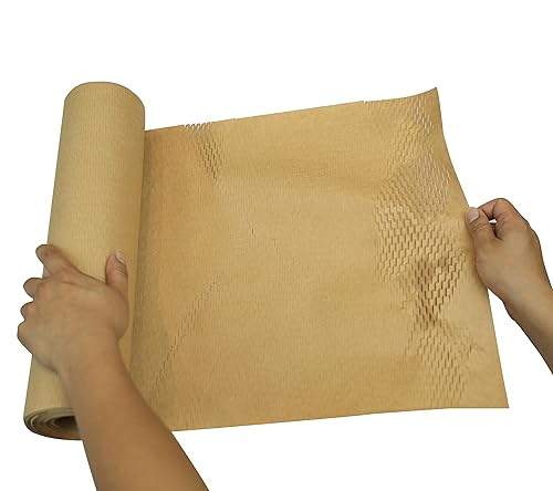 Miniatura 3 de UTOCITY Papel de embalaje ecológico de panal de abeja, biodegradable y reciclable, rollo de papel de burbujas para envíos en movimiento, incluye 20