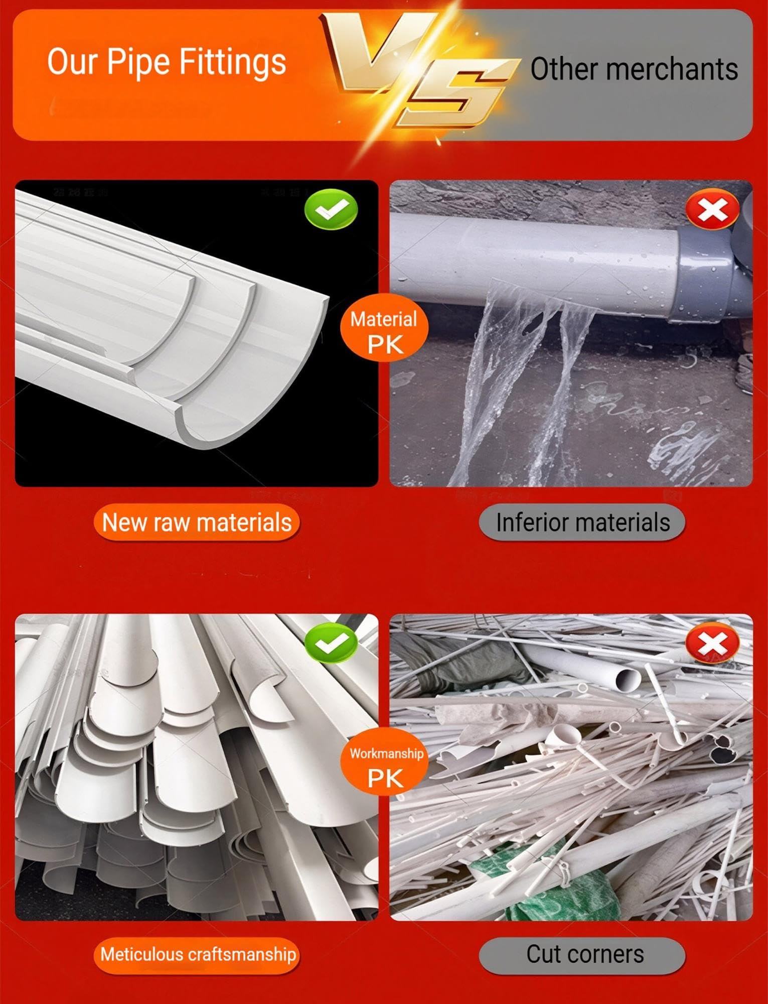 Tubo PVC Semitondo 2-12", Canale U per Drenaggio e Irrigazione