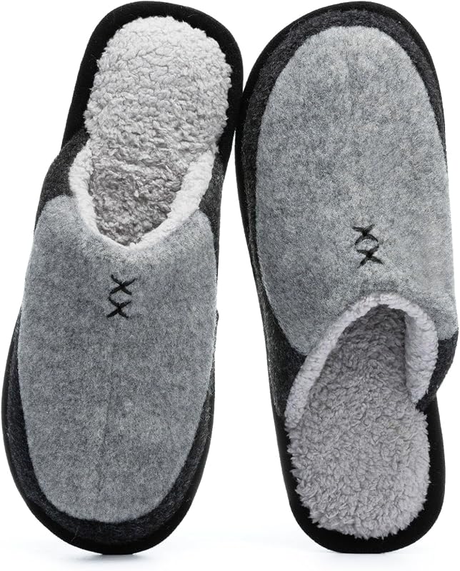 GOEWY Mens Two-Tone Scuff Slippers with Memory Foam Slip On House Shoes | Machine Wash,Indoor/Outdoor,Closed-toe,Non-slip,Warn and Cozy,Lightweight,Soft Cushioning,Durable Sole,Gifts for Men Him Dad