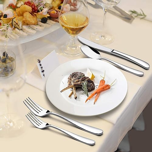 Miniatura 3 de LIANYU Juego de cubiertos de alta resistencia, juego de cubiertos de acero inoxidable de 20 piezas para 4, utensilios de alimentación pesados,