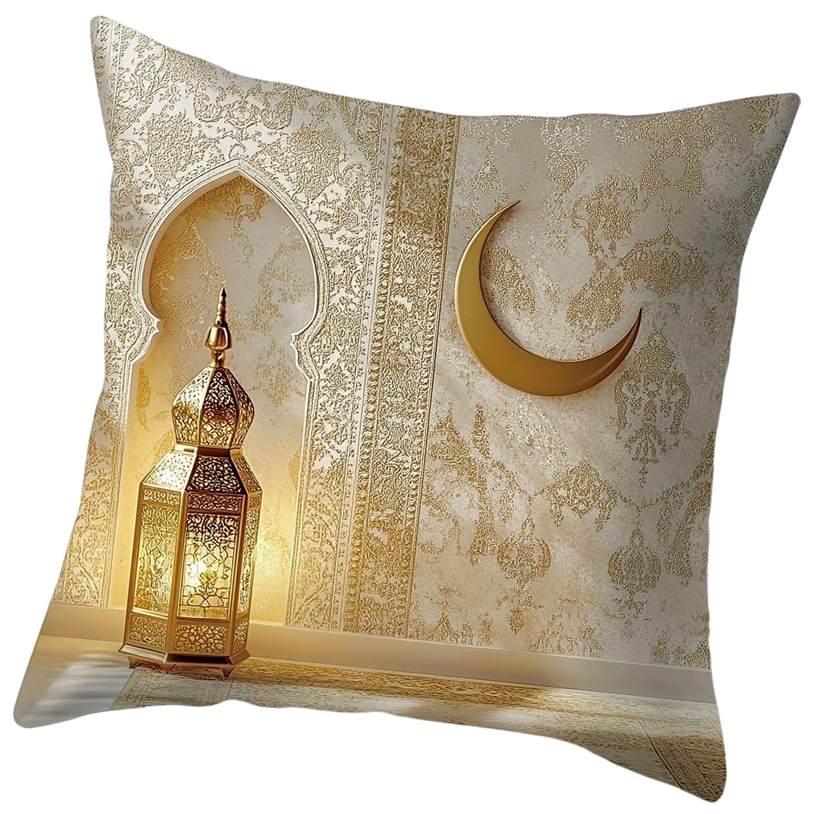 Elnwnnkc Short Plush Cushion Cover Gold Moons Ethnic Festival Print 45x45cm Standard Size for Home Decoration Ethnic Pillow Cover