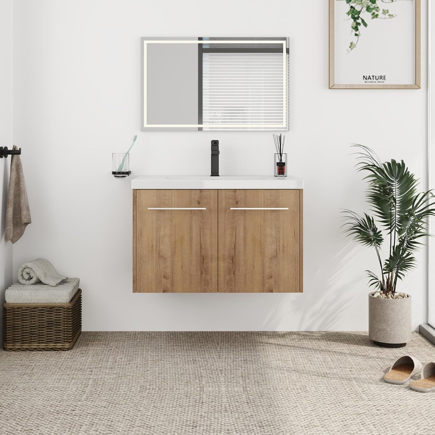 30 Inch Floating Vanity, 30" Bathroom Vanity with Sink,Modern Bathroom Vanity Combo,Wall Mounted Cabinet Set,Plywood Cabinet
