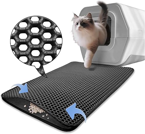 HTTMT Alfombrilla de arena para gatos, espuma EVA de doble capa, a prueba de agua y orina, fácil de limpiar, almohadilla plegable de 23 x 17 pulgadas