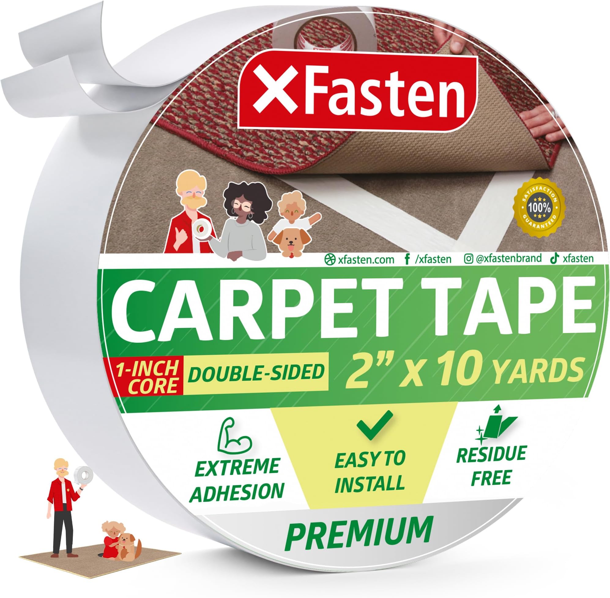 Trazon Carpet Tape Double Sided Rug Tape Grippers for