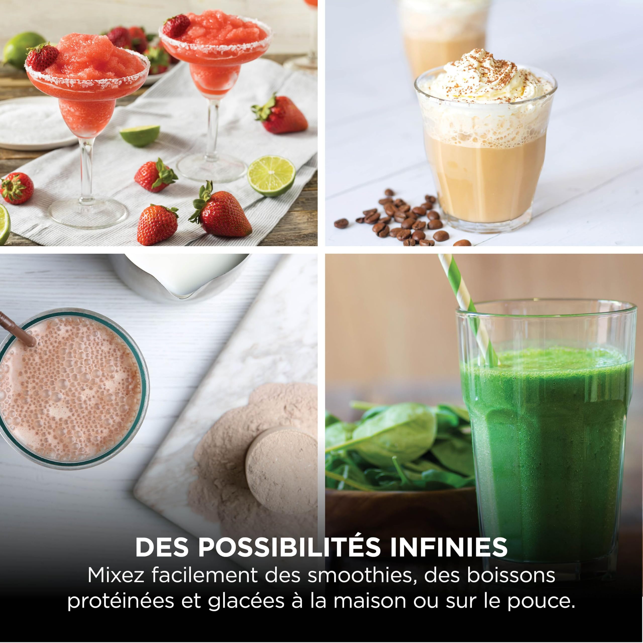 Ninja Blast Blender portable, 530 ml, couvercle résistant aux fuites et bec verseur, mini blender sans fil puissant, rechargeable, smoothies, shakes protéinés, mixe fruits et glaçons, noir, BC151EUBK | couvercle résistant aux fuites et bec verseur, mini b
