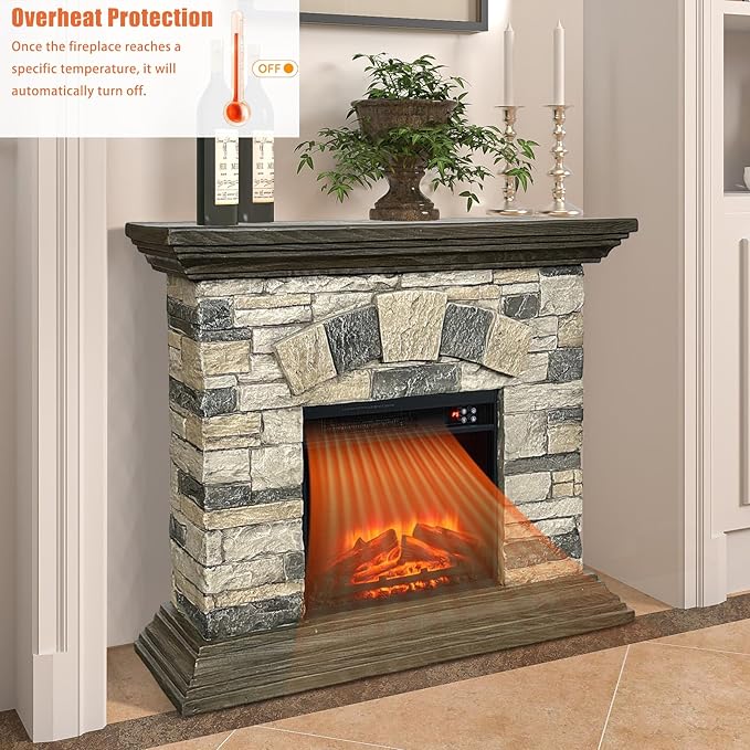 Chimenea Eléctrica 40" con Repisa, Efecto Llama 3D, Control Remoto miniatura 3