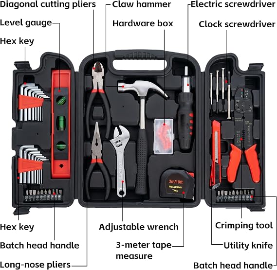 Basic Home Tool Set Household Tool kit for General Repair 18 Pcs