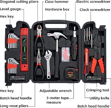 Basic Home Tool Set Household Tool kit for General Repair 18 Pcs