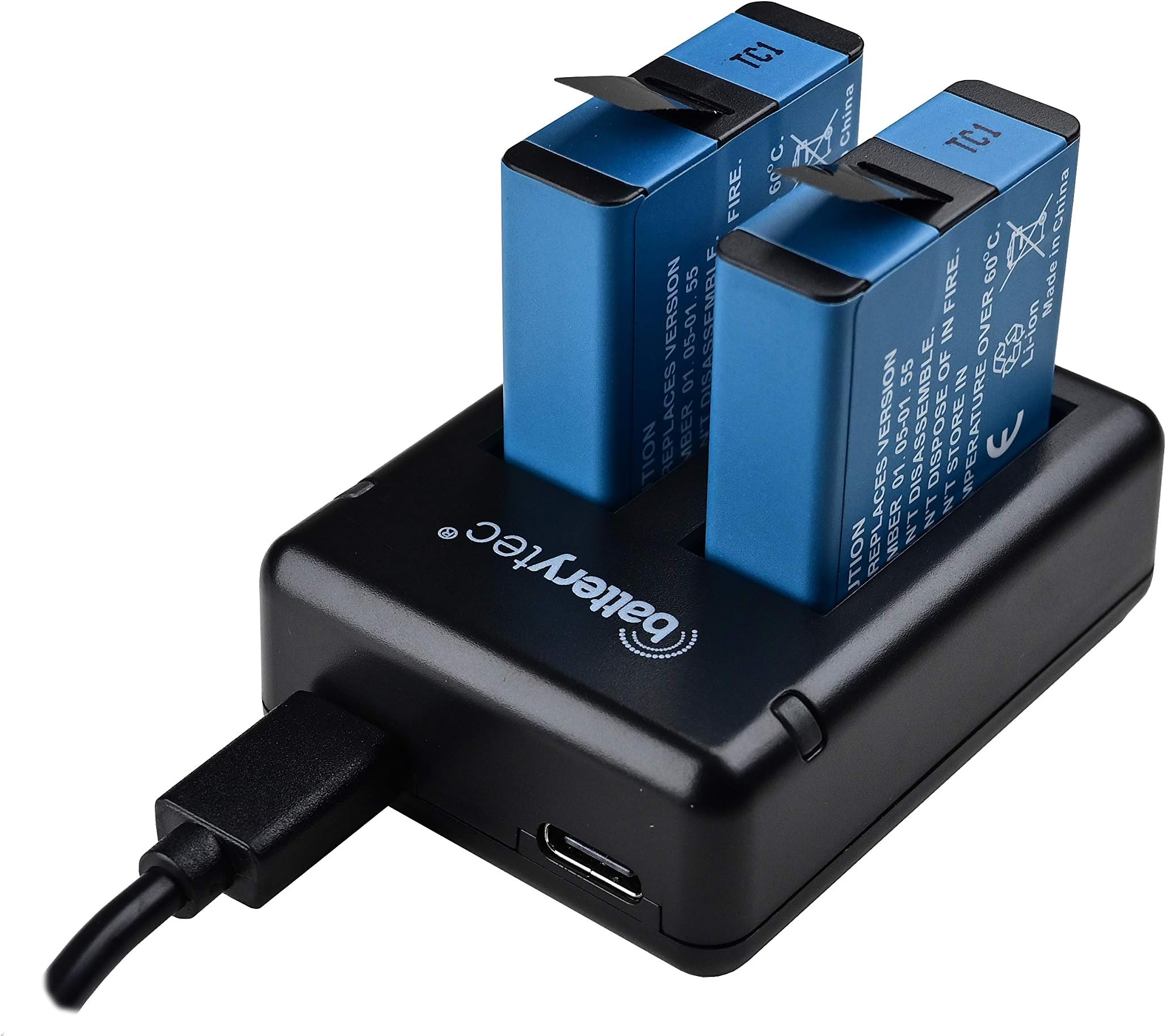 Batterytec Replacement Battery (2park) for GoPro Hero 8 Black, Hero 7 Black, Hero 6 Black, Hero 5 Black + Dual Battery Charger kit.