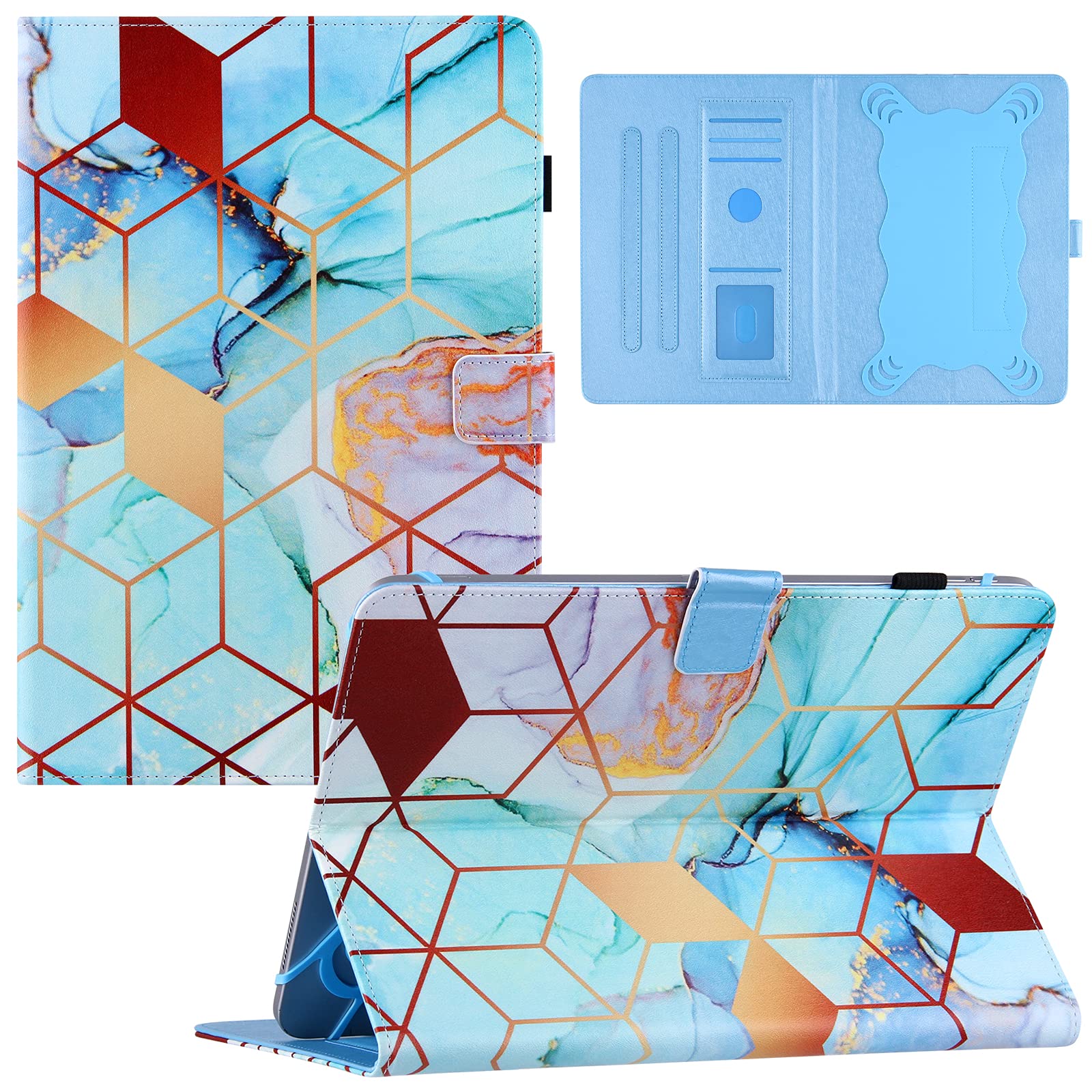 Custodia Universale In Pelle Per Tablet 9-10.5 Pollici, Con Supporto Pieghevole, Folio Cover Nera