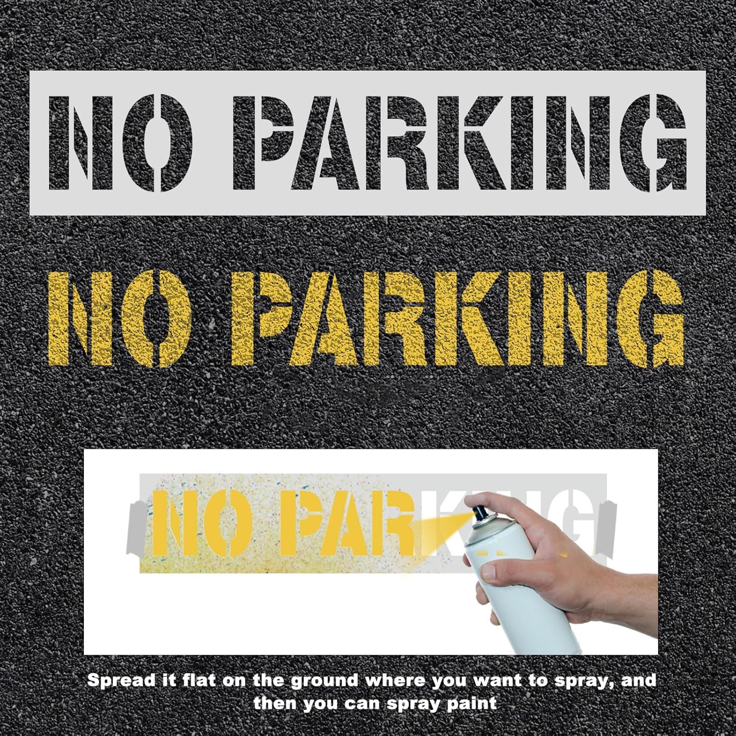 No Parking Schablone, 10/20/30/40/50 Zoll, flexible Silikonparkplatz-Schablone für Parkplatz, Kurvenspray, 100 cm, kein Parken