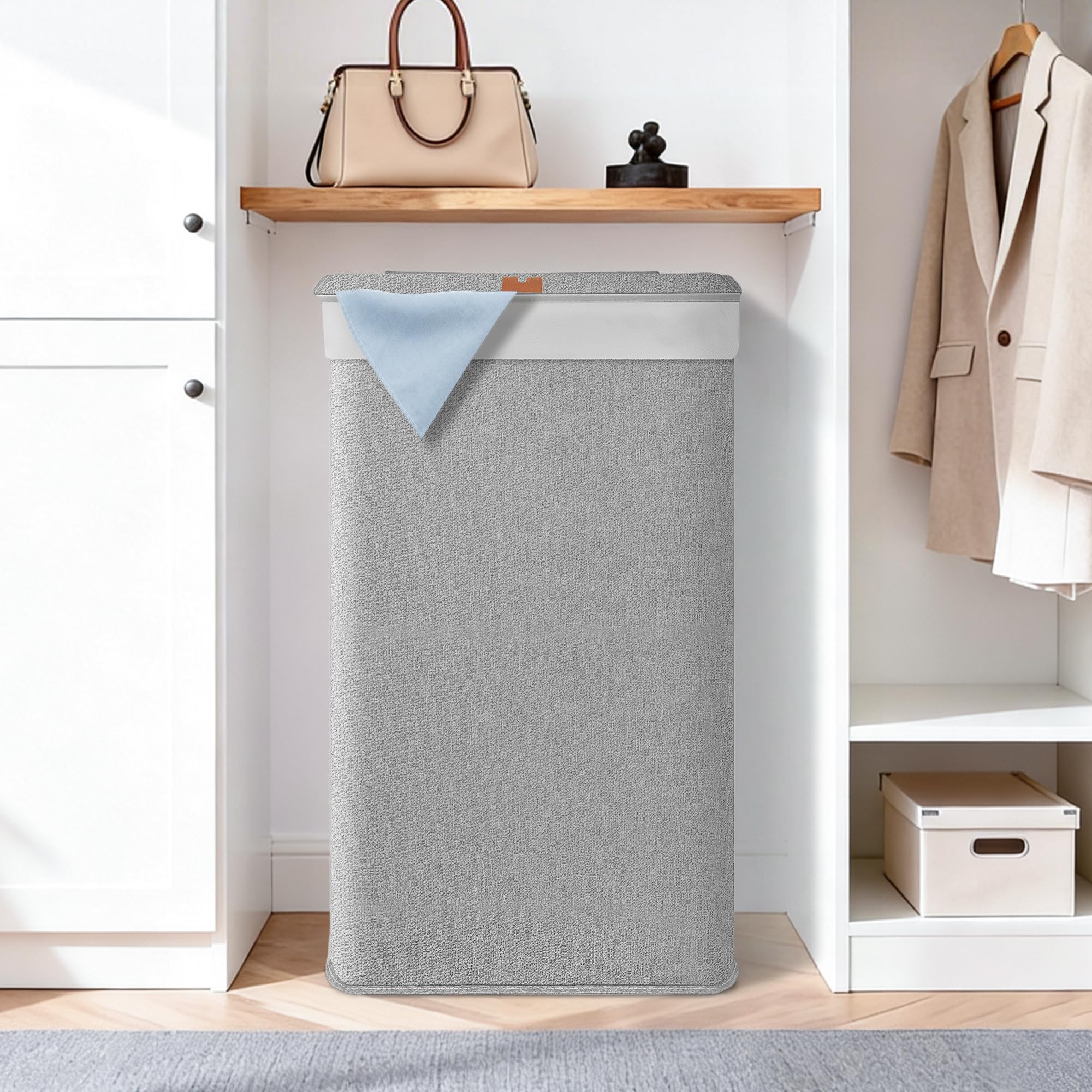 STORAGE MANIAC Cesto portabiancheria 2 in 1 con borsa per la biancheria, 90 l, con struttura in metallo, borsa per vestiti sporchi, con spallacci e tasca in rete, per università, viaggi, lavanderia