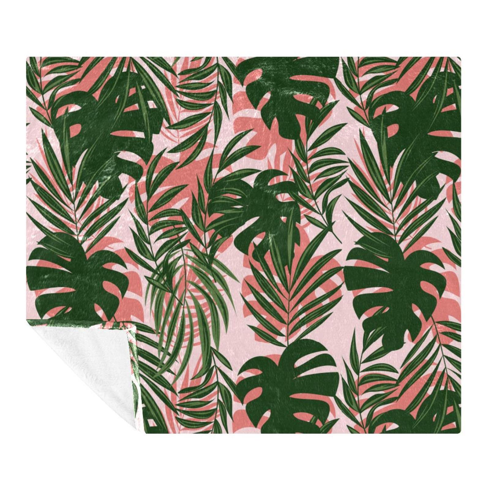 Couverture douce en polaire microfibre Palm Leave 150x130 cm pour lit et canapé
