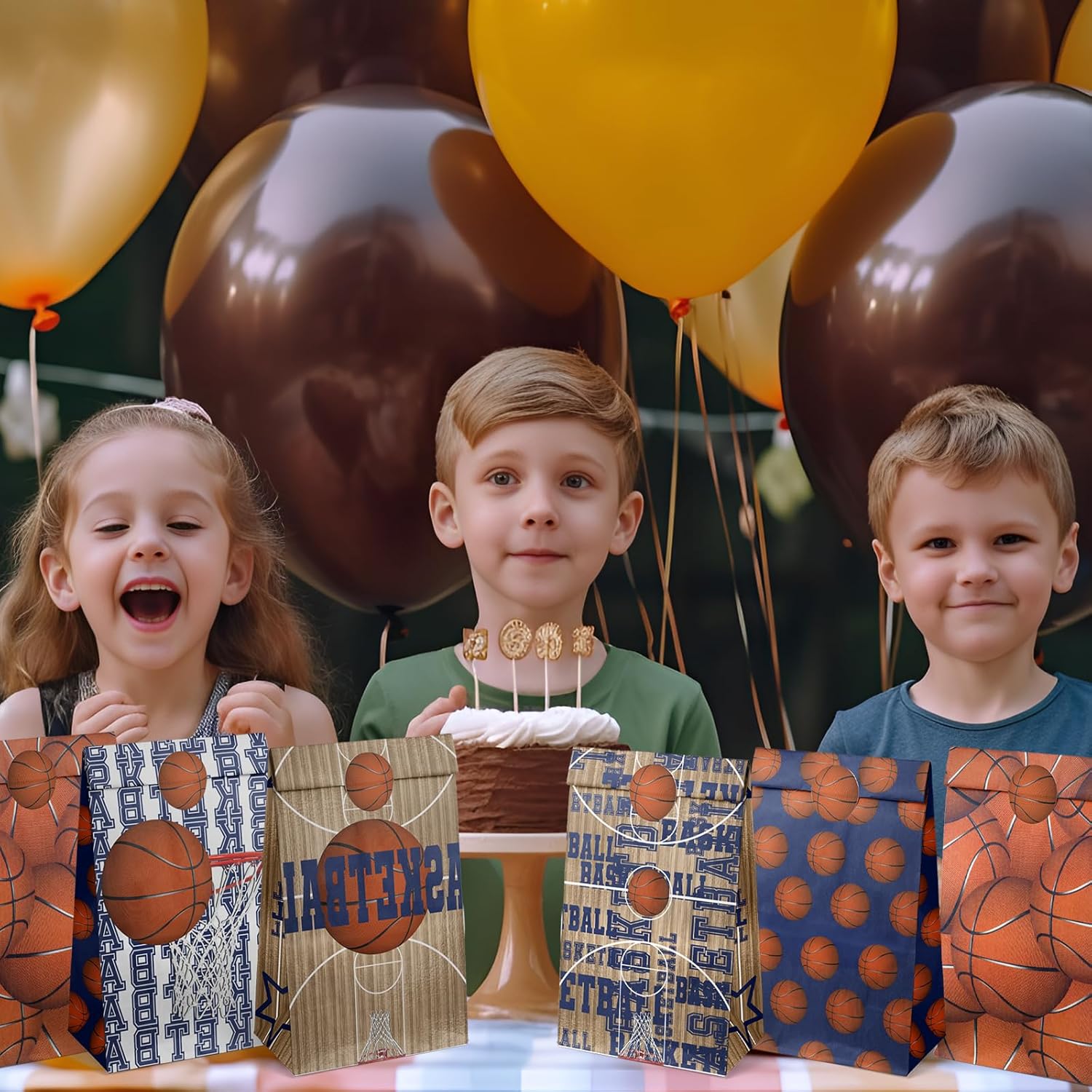 Basketball Party Favor Bags – 24 Pcs Basketball Gift Bags with 5 Designs, Paper Goodie Bags for Sports Theme Birthday Party Decorations and Supplies - Image 7